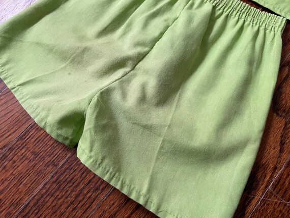 Vintage 1960s Girls Outfit Lime Green Cotton Shor… - image 9