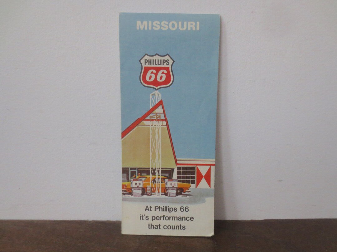 Vintage Phillips 66 Map of Missouri St. Louis & Kansas City Inserts Points of Interest 1969 26.5