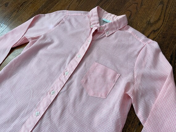 Vintage Gingham Blouse 1960s Sears JR Bazaar Pink… - image 8