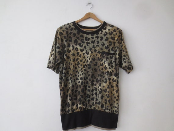 Vintage 80s Leopard T-Shirt Peter Popovitch Overs… - image 1