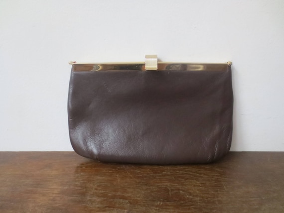 Vintage Leather Purse 1970s Ande Small Chocolate … - image 1