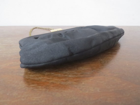 Vintage 1950s Clutch Gathered Black Rayon with Co… - image 5