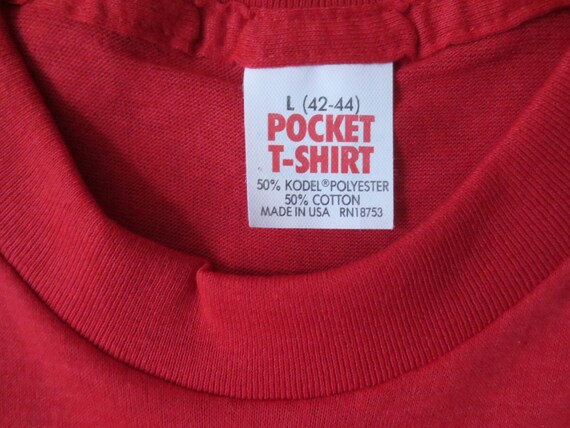 Vintage T-Shirt 1970s/80s Pocket Tee Bright Red C… - image 7