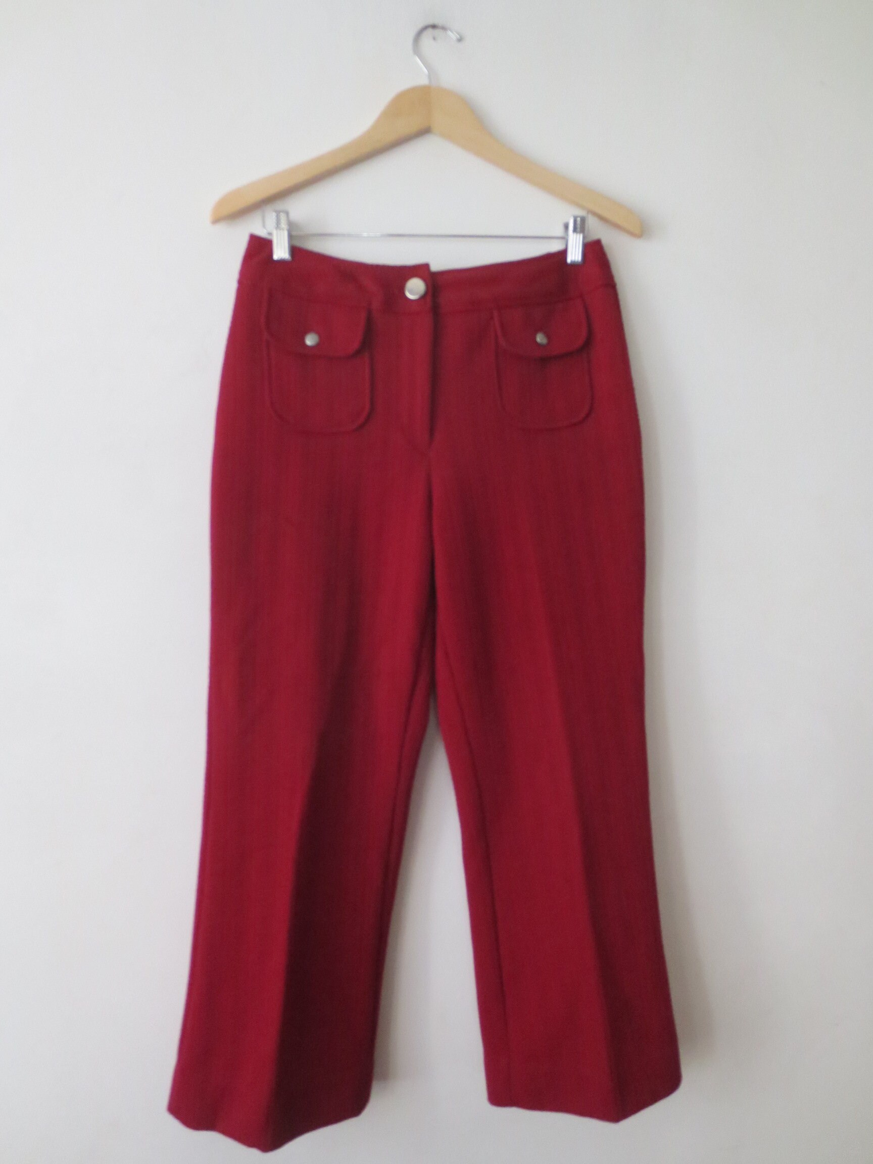Vintage 1970s Kmart Burgundy Textured Poly Low Rise Wide Leg Pants W/ Front  Patch Pockets No Back Pockets 30 X 26 -  Canada