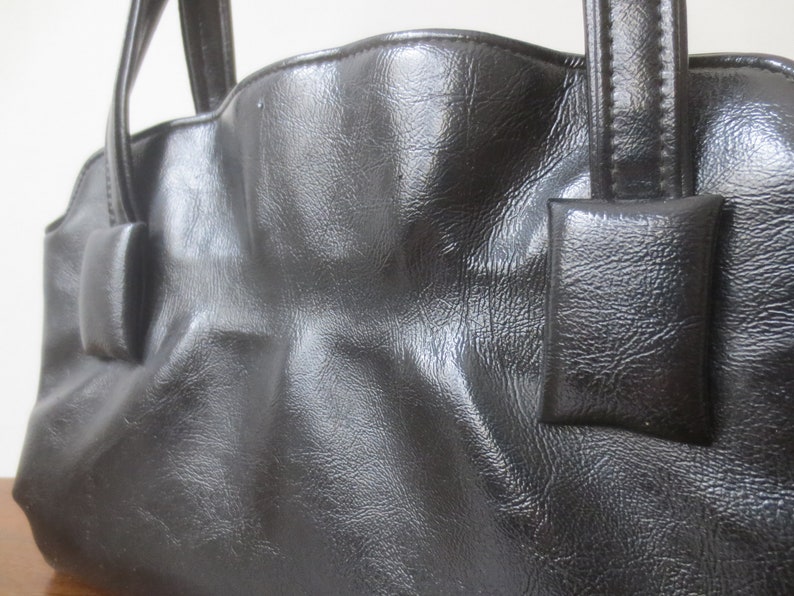 Vintage '60s Purse Killer Jet Black Textured Vinyl W/ Etsy