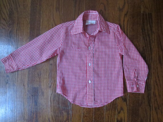 Vintage Kids Sears Perma-Prest Gingham Button Dow… - image 4
