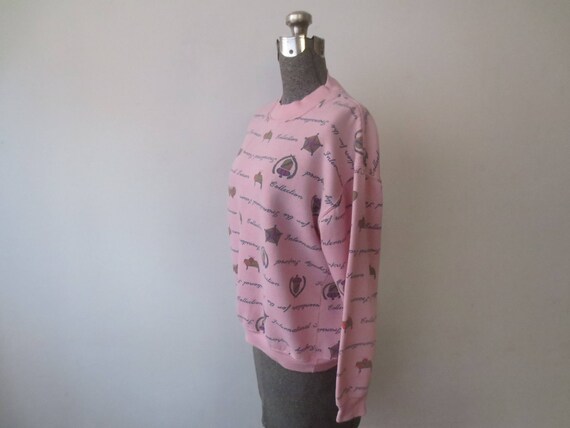 Vintage 1980s Sweatshirt Fabriano Boxy Fit Pink P… - image 2