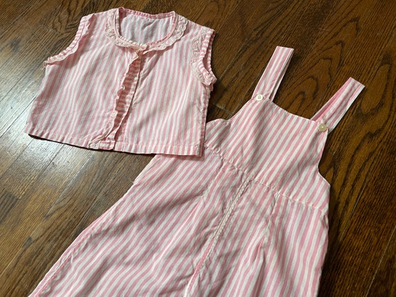 Vintage Toddler Overall Romper Set 1950s/60s Pink… - image 5