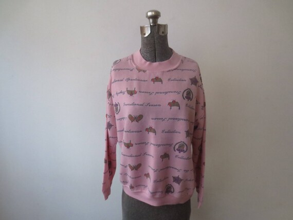 Vintage 1980s Sweatshirt Fabriano Boxy Fit Pink P… - image 3