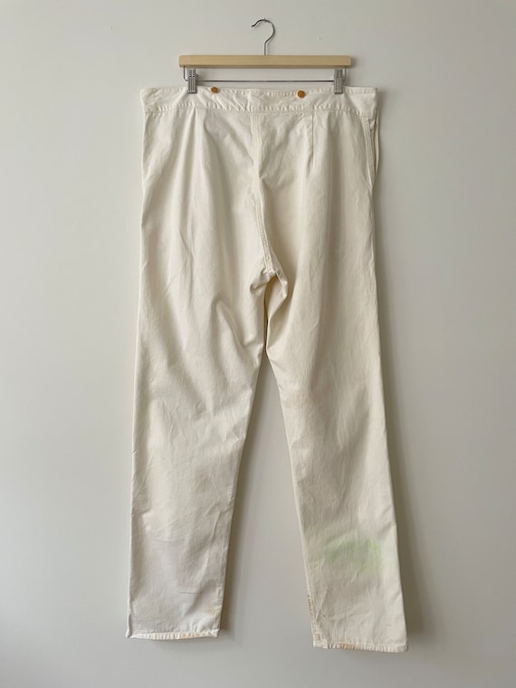 Vintage 1940s Sailor Pants, White Canvas Deck Pan… - image 3