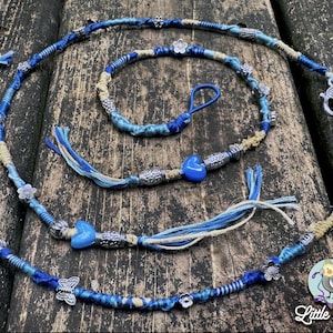 Blissful Blue Hair Wrap Extension, with silver beads- reusable