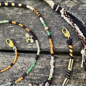 Bee-utiful Hemp and String Hair Wrap, with Bee charm