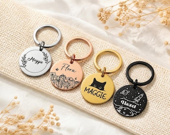 Personalized Stainless Steel Pet ID Tag, Custom Laser Engraved Dog Cat Name Tag