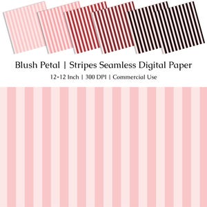 Blush Petal Vertical Stripes Digital Paper | Soft Pink Seamless Pattern | Elegant Stripe Background | Digital Scrapbook Paper Commercial Use