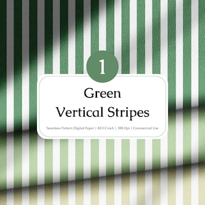 Digitaal papier met groene verticale strepen – Klassiek naadloos patroon voor scrapbooking, knutselen, uitnodigingen en achtergrondontwerp – Commercieel gebruik.