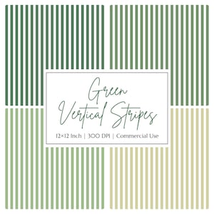 Papier numérique vert à rayures verticales - Motif classique sans couture pour le scrapbooking, les travaux manuels, les invitations et la conception d'arrière-plan - Usage commercial.