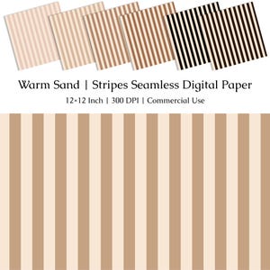 Warm Sand Vertical Stripes Digital Paper | Cozy Beige Seamless Pattern | Neutral Stripe Background | Digital Scrapbook Paper, Commercial Use