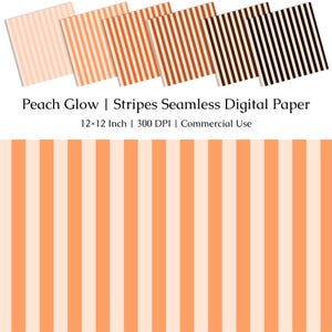 Papier numérique rayures verticales phosphorescentes pêche | Modèle sans couture pêche douce | Fond rayé chaud | Papier numérique pour scrapbooking | Utilisation commerciale