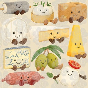 Jellycat Cheese and Charcuterie Food Digital Prints | 10 PNG Images