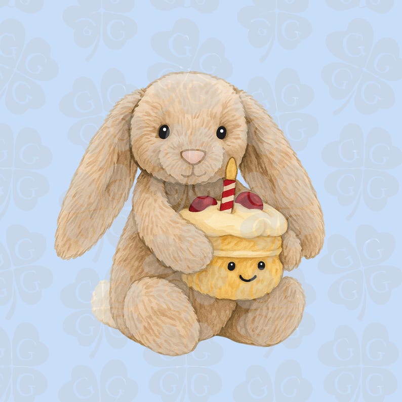 Jellycat Rabbit Decor Jellycat Digital Art Wall Decor, Clipart, Birthday Edition | 6 PNG ...