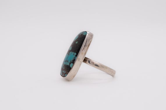 Vintage 925 Silver Large Rectangular Ring with Tu… - image 7
