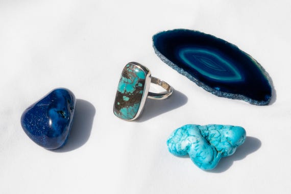 Vintage 925 Silver Large Rectangular Ring with Tu… - image 2