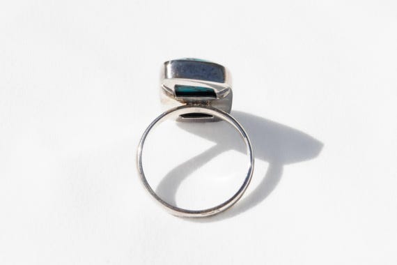 Vintage 925 Silver Large Rectangular Ring with Tu… - image 9