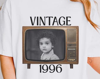 Personalized Photo 30th Birthday Shirt: Vintage 1996 Custom Bday Tee