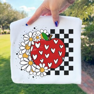 Trendy Teacher Shirt: Comfort Colors Teacher Apple Womens Graphic Tee, Teaching Gifts