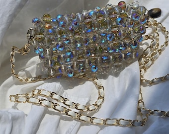 ハンドメイドガラスビーズのイブニングバッグ：高級ショルダーバッグ  