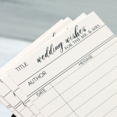 Literary Catalog Card Guest Book Cards for Wedding / Advice Etsy