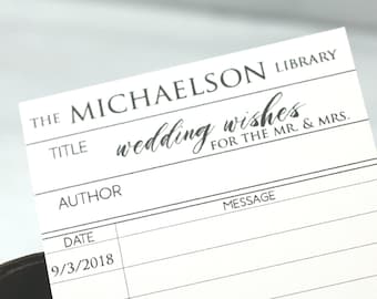 Personalized - Wedding Wishes Library Card - Literary Wedding - Library Theme - Book Theme - Guest Card - Wedding Shower Advice - Guestbook