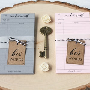 Our First Year Library Cards - Literary Wedding - Vintage Style - Book Theme - Anniversary Notes - Love Letters - Wedding Gift - His and Her