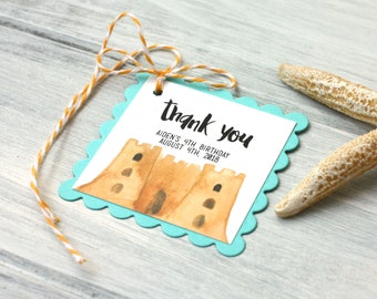 Beach Birthday Bash - Thank You Gift Tag - Personalized - Nautical Theme - Beach Party - Summer - Childrens Birthday - Party Favor Tag