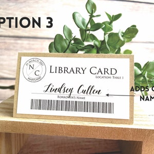 OPTION 3 Bundle w/Library Cards: Literary Wedding Library Membership Card Placecard Table Numbers & Guest Names Library Theme image 7