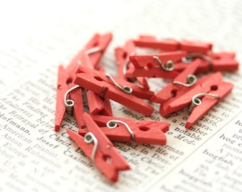 LAST BATCH - Hand-Stained Mini Clothespins - Pink Grapefruit - Craft Supply - Scrapbooking - Gift Embellishment - Card Making