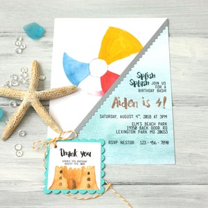 Beach Birthday Bash Thank You Gift Tag Personalized Nautical Theme Beach Party Summer Childrens Birthday Party Favor Tag image 5