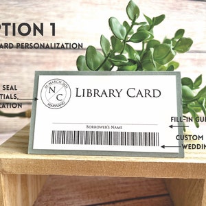 OPTION 3 Bundle w/Library Cards: Literary Wedding Library Membership Card Placecard Table Numbers & Guest Names Library Theme image 5