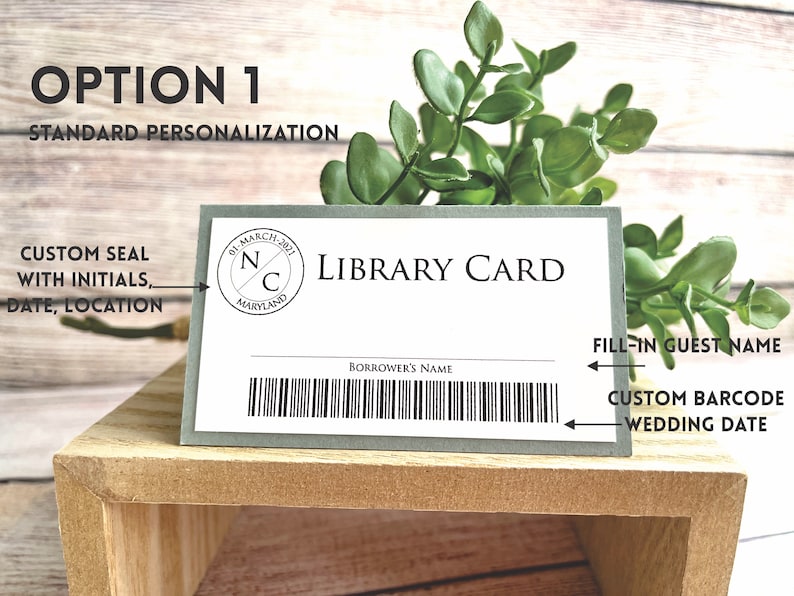 OPTION 2 Bundle with Library Cards : Literary Wedding Membership Card Placecard Table Number Literary Theme Library Theme image 4