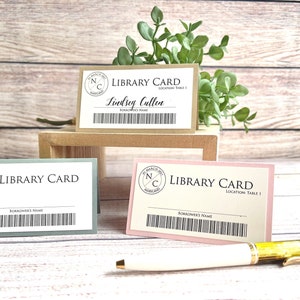 OPTION 3 Bundle w/Library Cards: Literary Wedding Library Membership Card Placecard Table Numbers & Guest Names Library Theme image 3