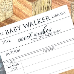 Baby Shower Library Card Book Theme Book Insert Guest Card Wishes for Baby Guestbook New Baby's Library imagem 1