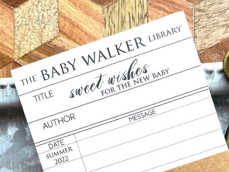 Baby Shower Library Card Book Theme Book Insert Guest Card Wishes for Baby Guestbook New Baby's Library imagem 1
