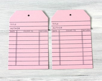 Handstamped Blank Library Card Hang Tags - Lavender Moon - Set of 8 - Packaging - Gift Wrap - Stationery - Weddings - Gift Tag