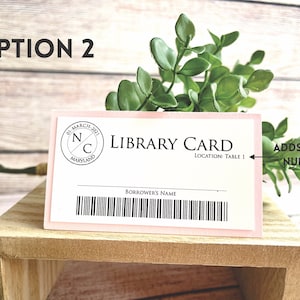 OPTION 2 Bundle with Library Cards : Literary Wedding Membership Card Placecard Table Number Literary Theme Library Theme image 5