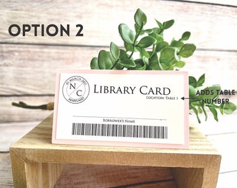 OPTION 2 (Table Numbers)   Literary Wedding - Membership Card Placecard - Table Number - Literary Theme - Library Theme - Personalized