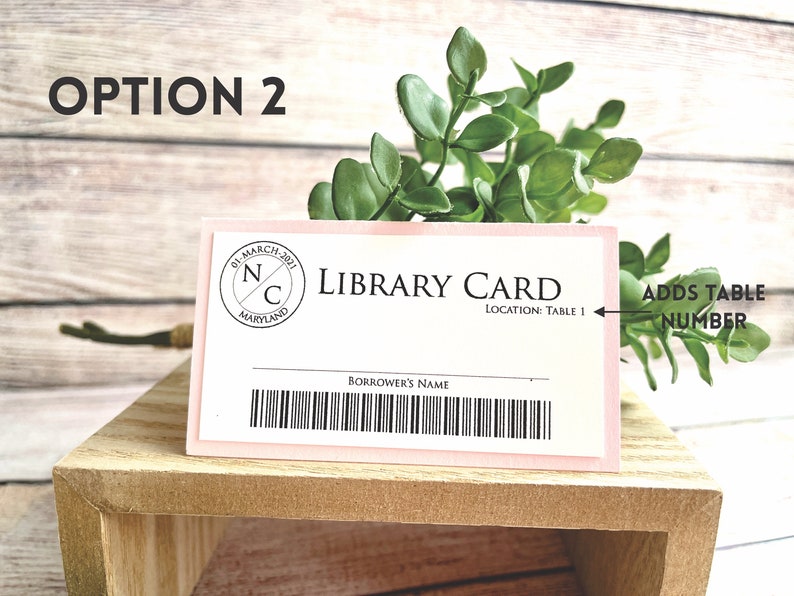 OPTION 2 Bundle with Library Cards : Literary Wedding Membership Card Placecard Table Number Literary Theme Library Theme image 5