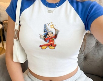 Disney Fantasia Mickey Sorcerer Baby T-Shirt, 90er Jahre 90er Jahre Vintage Fantasia Mickey Crop Top, Mickey Sorcerer Shirt, Disneyland Trip Crop Tops