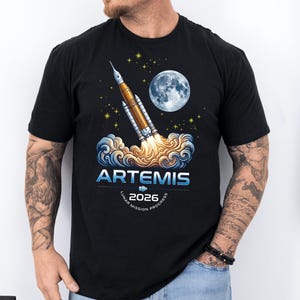 Artemis II 2026 Rocket Launch Shirt, Artemis II Moon Mission T-Shirt, NASA Space Program Fan Tee, Astronomy Gift, Space Exploration Top