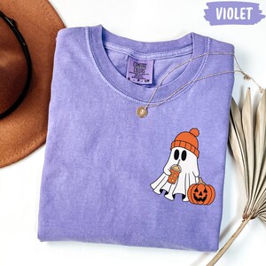 Comfort Colors® Сute Ghost Coffee Shirt, Сute Little Ghost Iced Coffee t-shirt, Boo Ghost Shirt, Ghost Coffee Shirt, Halloween Coffee Lovers