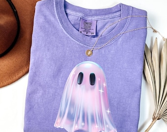 Comfort Colors® Shimmering Ghost Shirt: Spooky Season Halloween Tee